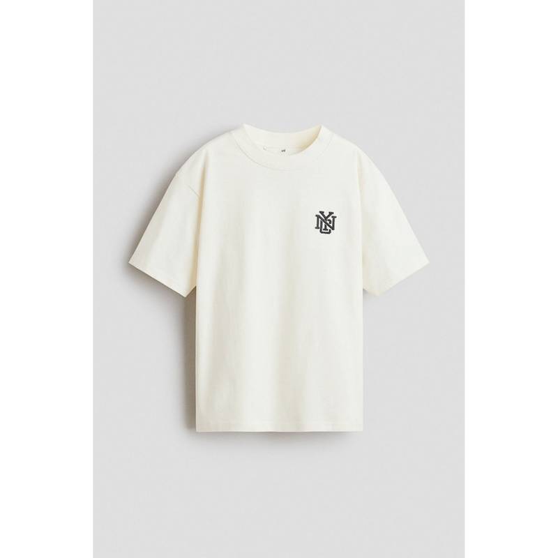 H&M Boys White Loose-Fit Printed T-Shirt (8-10 Years) (8-10 Years)