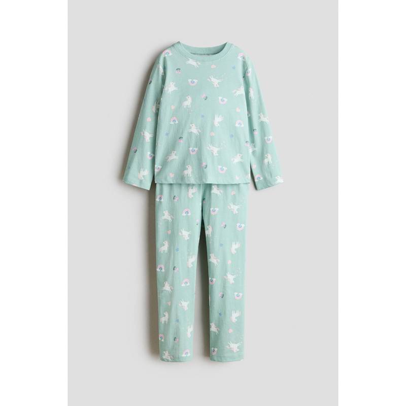 H&M Girls Turquoise Printed Cotton Pyjamas (1.5-2 Years)