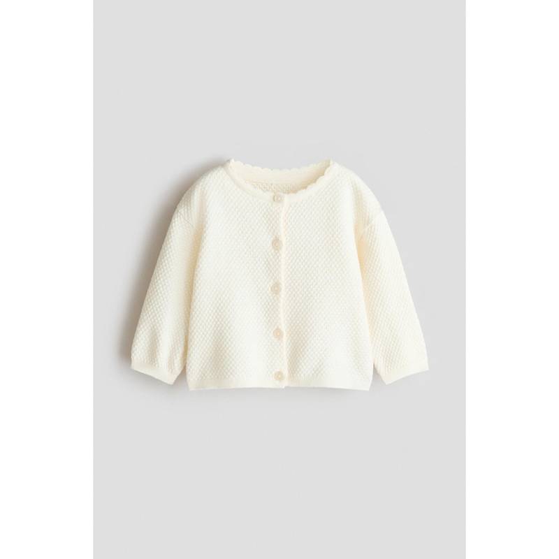 H&M Girls White Textured Cotton-Knit Cardigan (4-6 Months) (4-6 Months)
