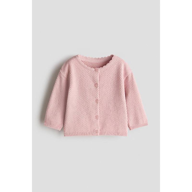 H&M Girls Pink Textured Cotton-Knit Cardigan (4-6 Months) (4-6 Months)