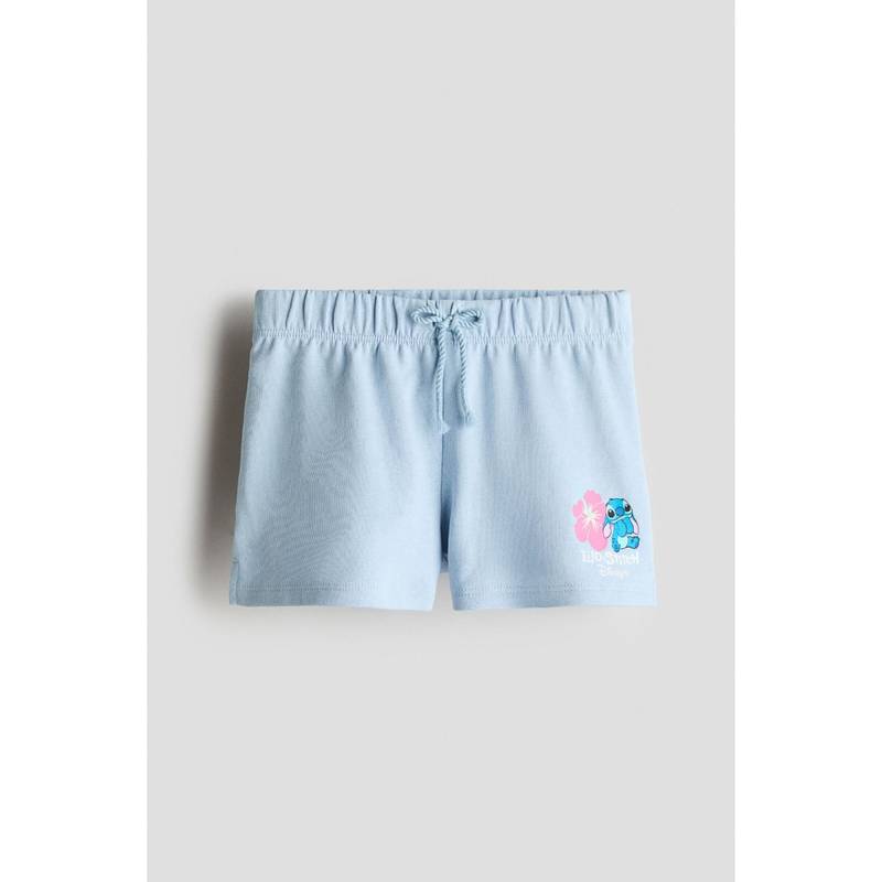 H&M Girls Blue Print-Motif Cotton Sweatshorts (2-3 Years) (2-3 Years)
