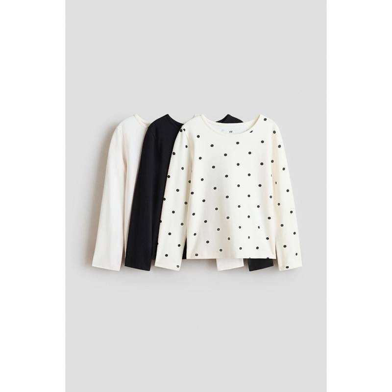 H&M Girls White 3-Pack Cotton Tops (1.5-2 Years)