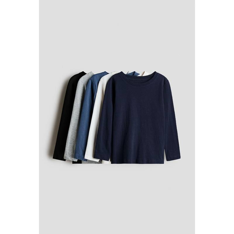 H&M Boys White 5-Pack Cotton Tops (1.5-2 Years)
