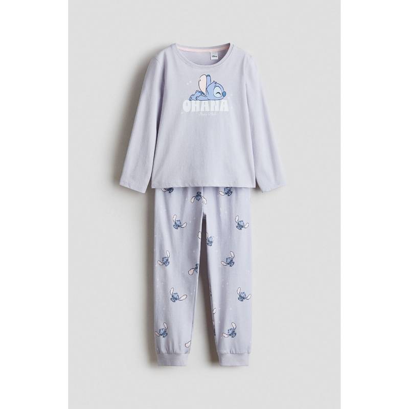 H&M Girls Purple Printed Cotton Pyjama And T-Shirt (1.5-2 Years)