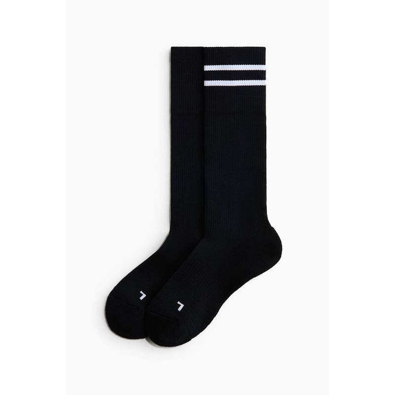 H&M Boys Black 2-Pack Football Socks With Drymove (7.5-9)