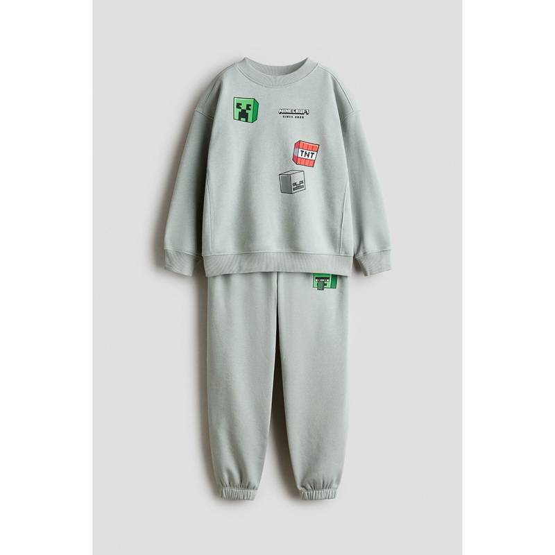 H&M Boys Turquoise 2-Piece Printed Sweatshirt Set (4-5 Years)