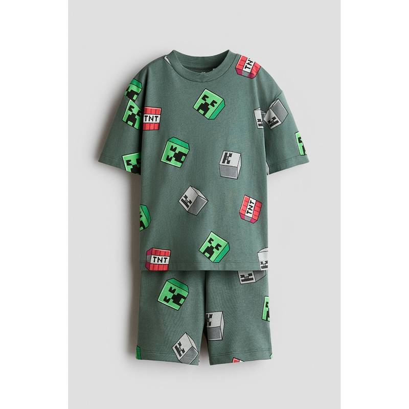 H&M Boys Green 2-Piece Printed Set (6-7 Years)