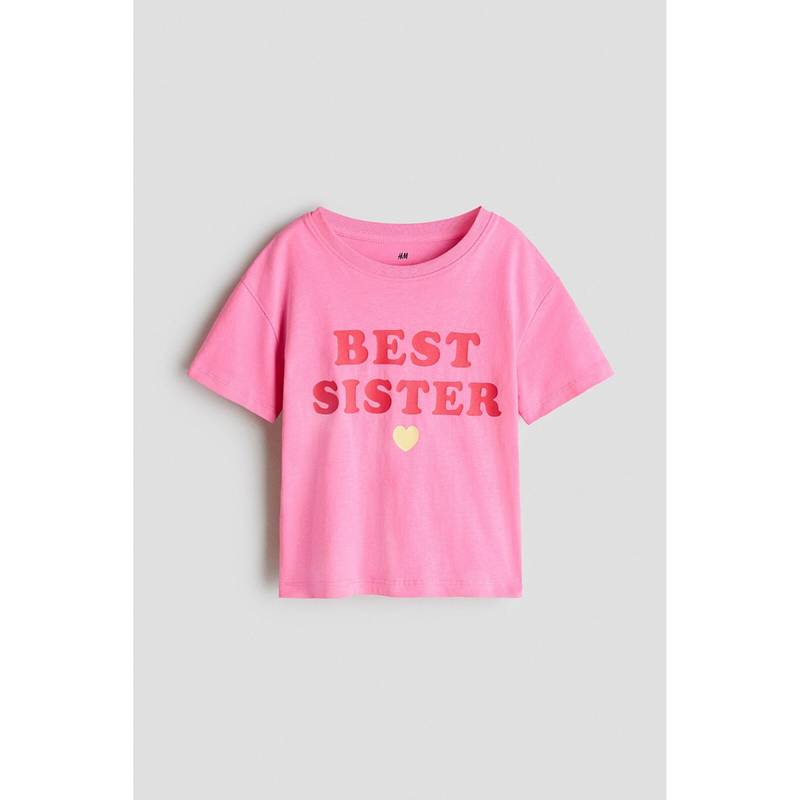 H&M Girls Pink Print-Motif Cotton T-Shirt (1.5-2 Years) (1.5-2 Years)