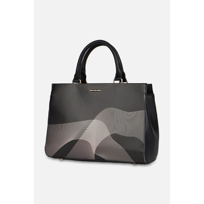 Van Heusen Women Black Printed Casual Handbag