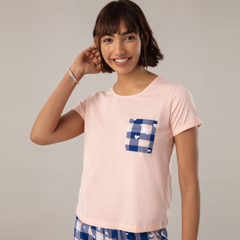 Nykd by Nykaa Super Fine T-shirt In Cosy Cotton - NYS041 Peach (XL)