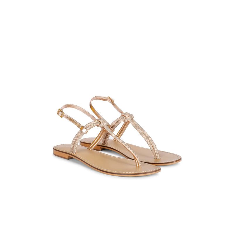 Saint G Elsie Crystal Cord Amber Leather Sandals (UK 5)