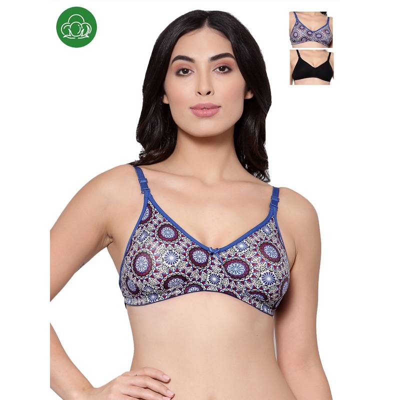 Inner Sense Organic Cotton Antimicrobial Backless Non-Padded Seamless Bra-Pack Of 3-MultiColor (32B)