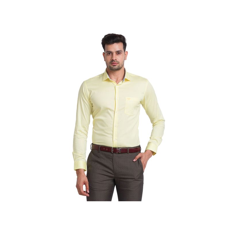 Park Avenue Slim Fit Solid Yellow Shirt (44)