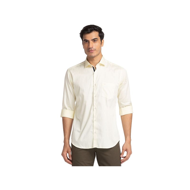 Park Avenue Slim Fit Solid Yellow Shirt (44)