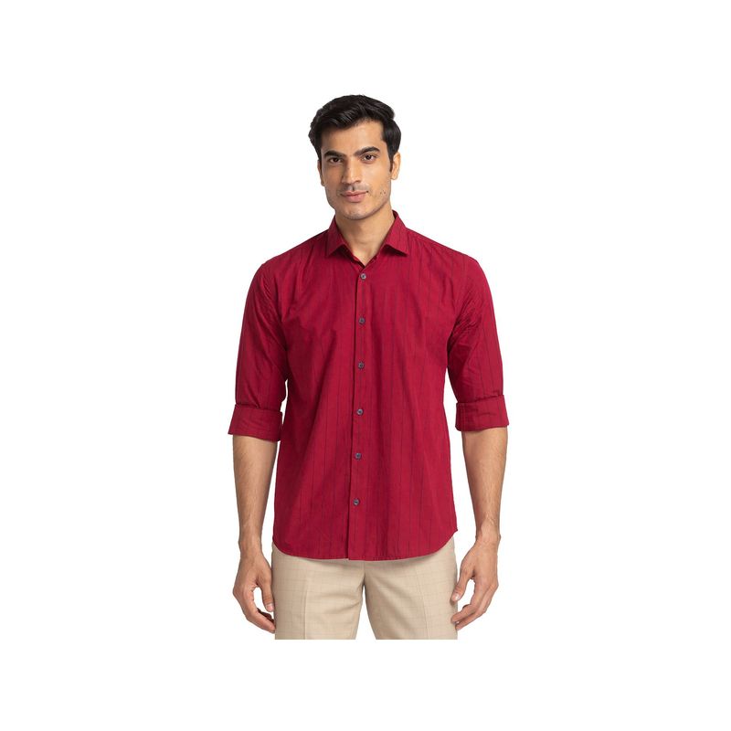 Park Avenue Slim Fit Stripes Dark Red Shirt (39)