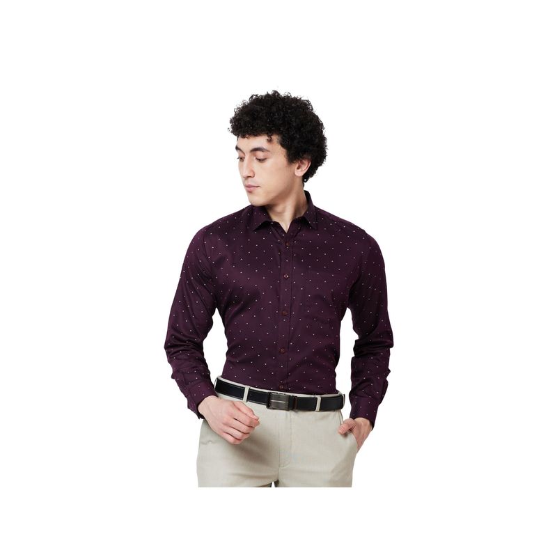 Park Avenue Regular Fit Self Design Fancy Maroon Shirt (39)