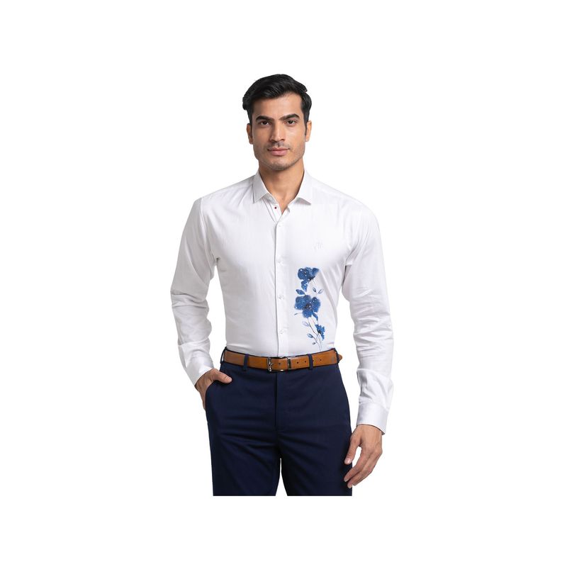 Raymond Slim Fit Floral White Shirt (39)