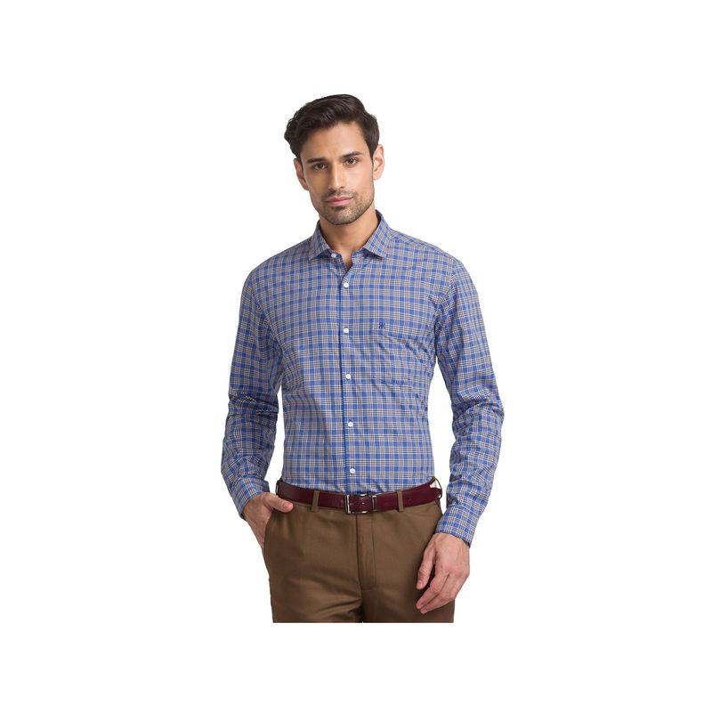 Raymond Contemporary Fit Checkered Blue Shirt (44)