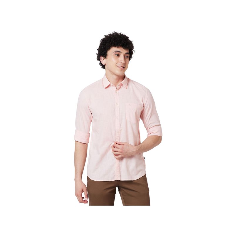Parx Slim Fit Solid Light Pink Shirt (44)