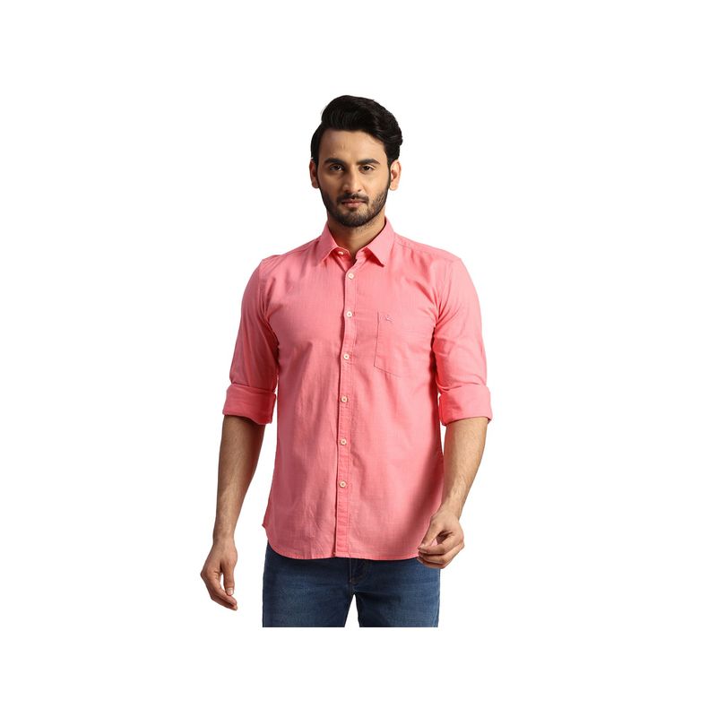 Parx Slim Fit Solid Pink Shirt (44)