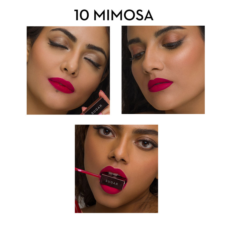 SUGAR Mettle Liquid Lipstick - 10 Mimosa (Deep Pinkish Red With Blue Undertone)