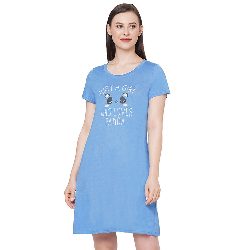 SOIE Womens Super-soft Cotton Modal Sleep Shirt - Blue (XL)(XL)