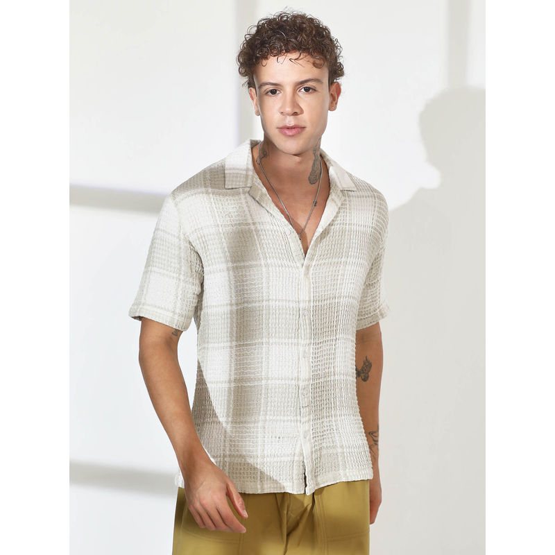 Campus Sutra Mens Multi-Color Buffalo Check Oversized Shirt (M)