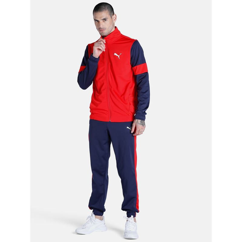 Puma CR Mens Red and Navy Blue Jacket with Trackpant (Set of 2) (2XL)