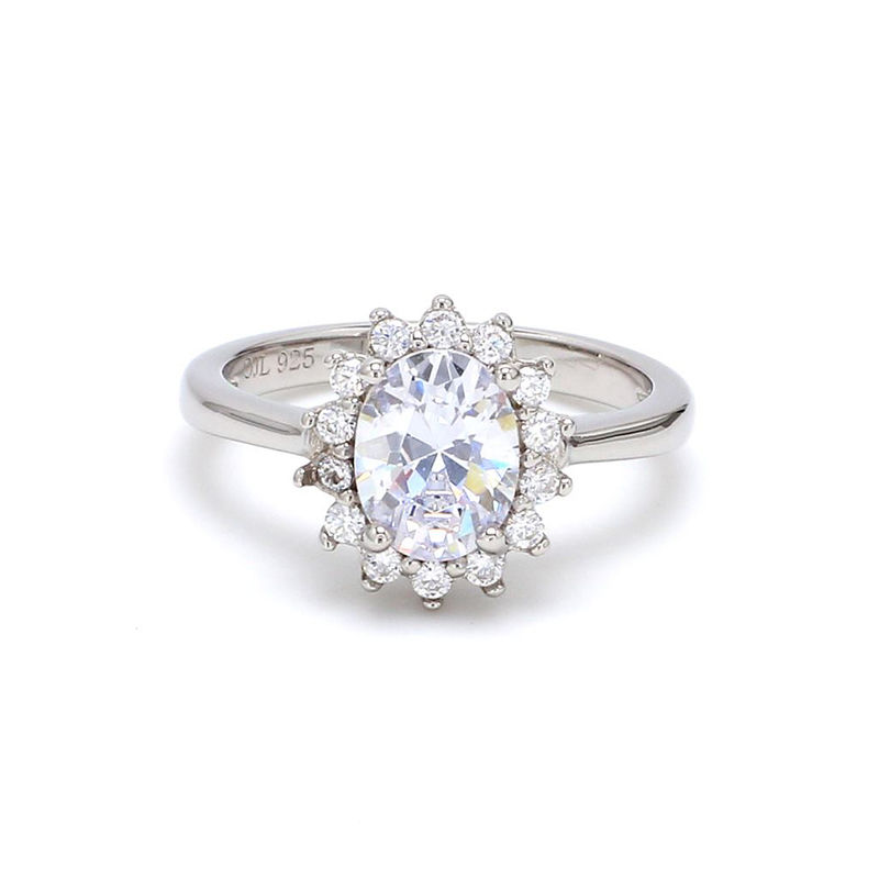 Ornate Jewels - 925 Sterling Silver Elegante American Diamond Flower Ring For Womens Size -13