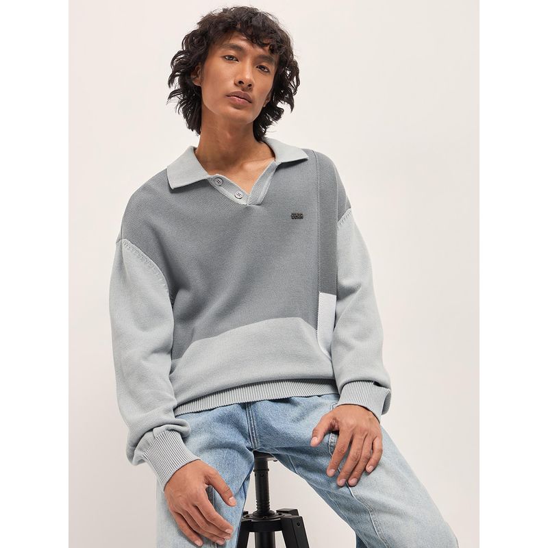 THE BEAR HOUSE Men's Oversized Fit Cotton Colour Block Polo T-Shirt (L)