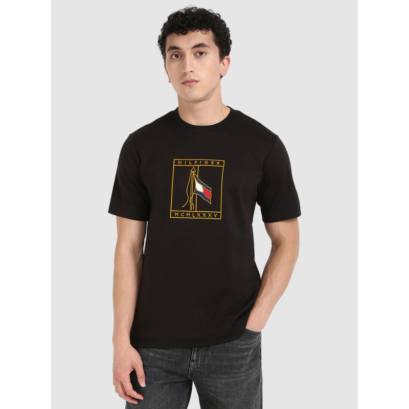 Tommy Hilfiger Black Embroidered T-Shirt (M)