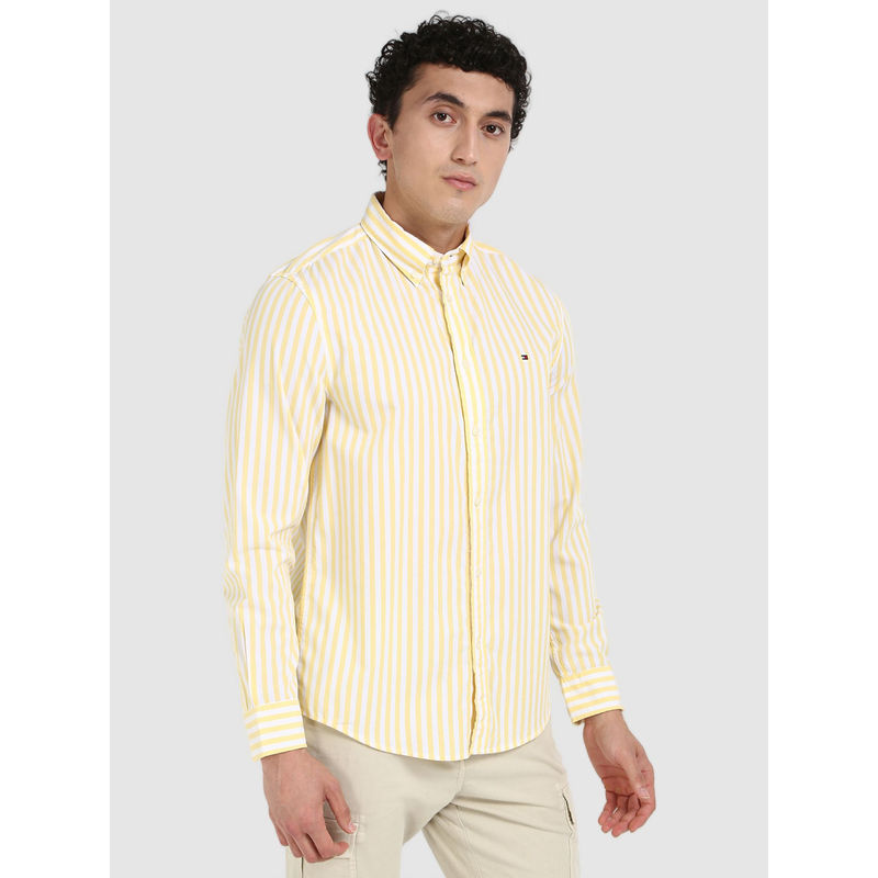 Tommy Hilfiger Yellow Vertical Striped Shirt (L)