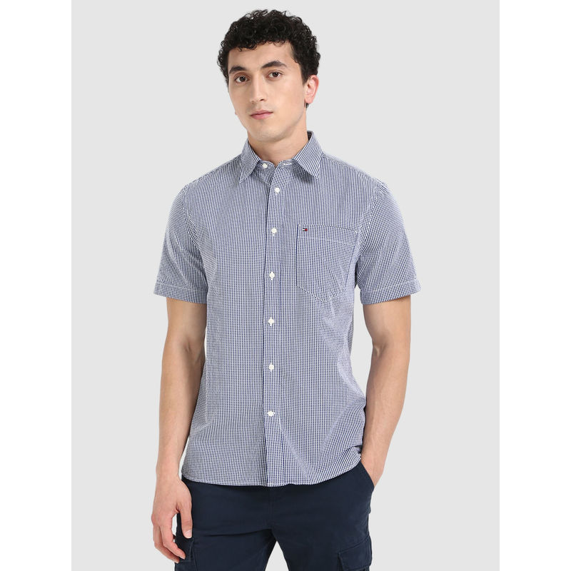Tommy Hilfiger Navy Blue Mini Check Shirt (S)