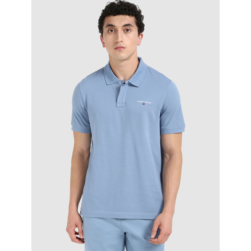 Tommy Hilfiger Blue Embroidered Polo T-Shirt (M)