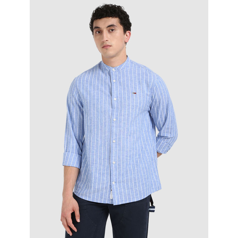 Tommy Hilfiger Stylish Blue Vertical Striped Shirt (L)