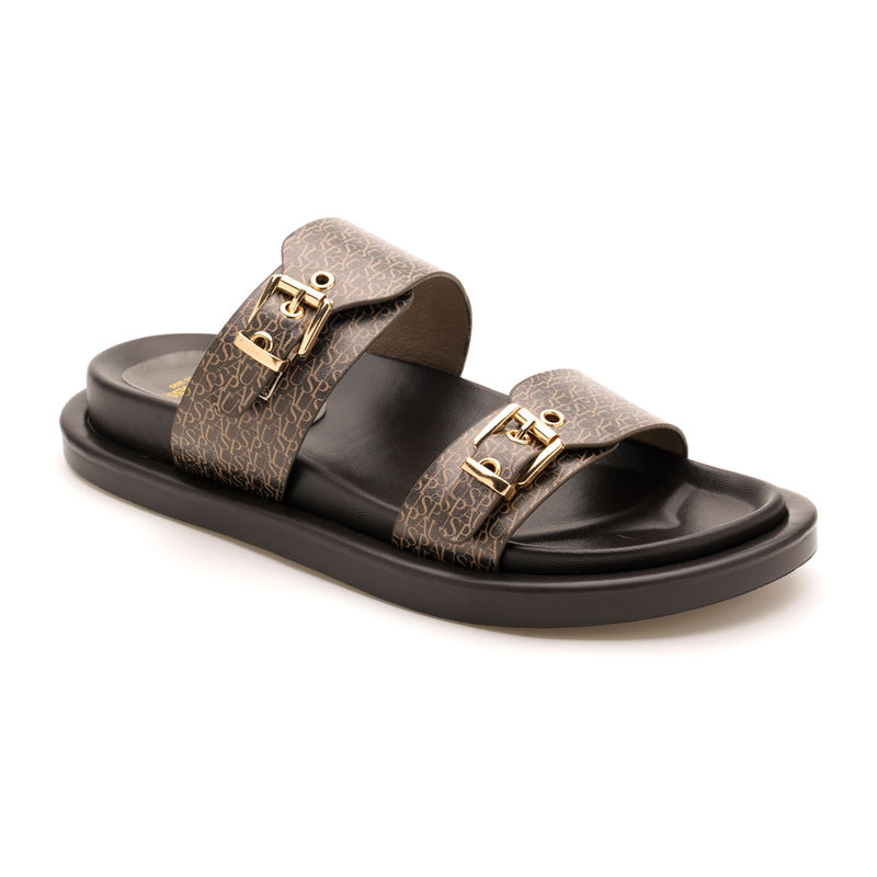 U.S. POLO ASSN. Women Maria Brown Footbed Sandals (UK 7)