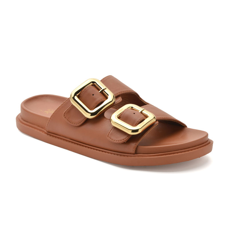 U.S. POLO ASSN. Women Giovanna Tan Footbed Sandals (UK 3)