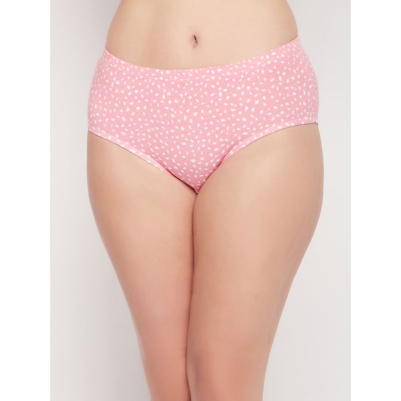 Clovia Cotton Medium Waist Inner Elastic Hipster Panty Pink (S)