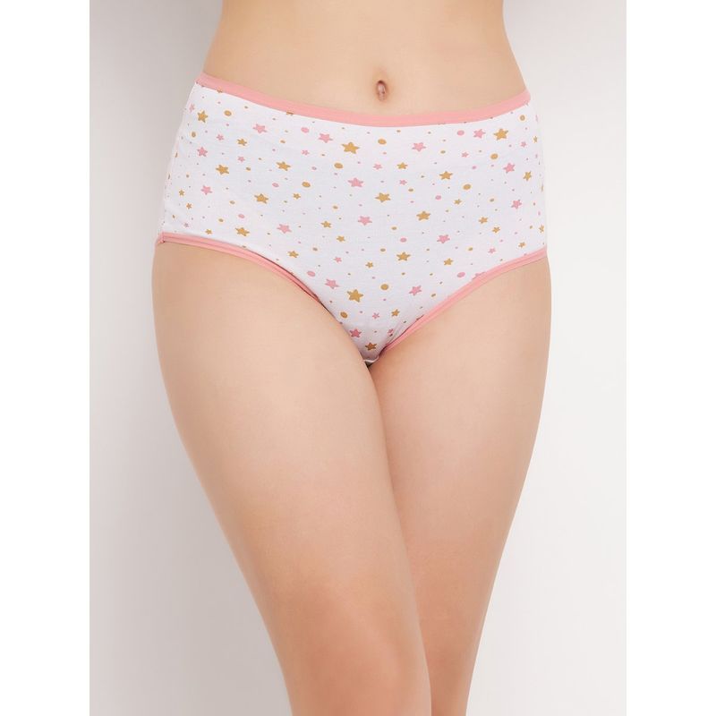 Clovia Cotton High Waist Outer Elastic Hipster Panty White (S)