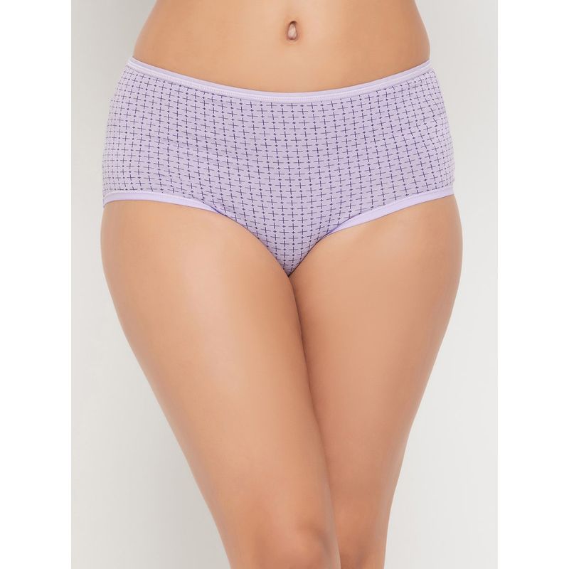 Clovia Cotton High Waist Outer Elastic Hipster Panty Purple (M)