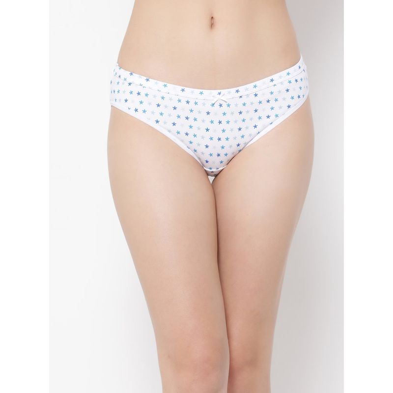 Clovia Cotton Low Waist Outer Elastic Bikini Panty White (S)