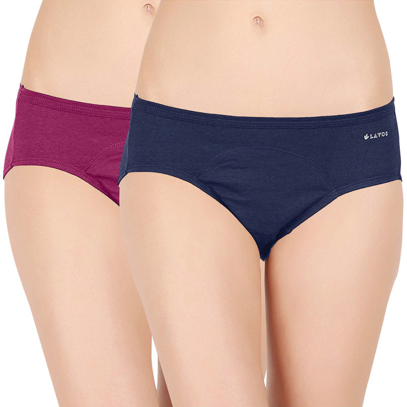 Lavos Bamboo Cotton Navy/plum No Stain Periods Panty (L)