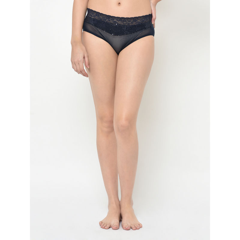 Da Intimo Sequin Lacy Hipster Panty - Blue (M)