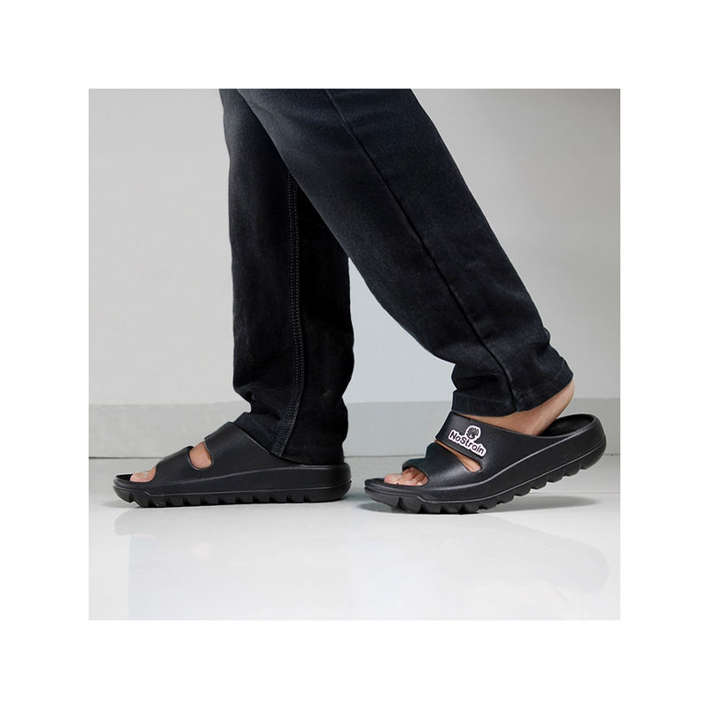 NoStrain Black Men Parallel Waterproof Sandals With High & Supportive Sole (UK 7)