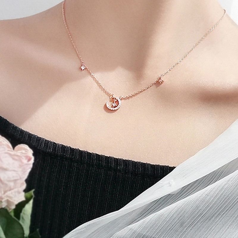 Long rose gold pendant necklace online