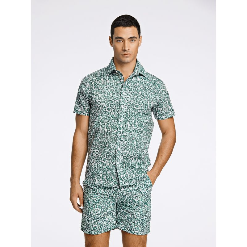 LINDBERGH Army Printed Cutaway Collar Shirts (S)