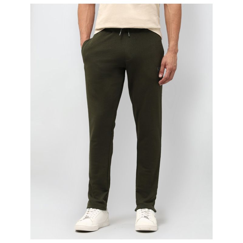 U.S. Polo Assn. Denim Co. Men Solid Regular Fit Green Trackpant (32)