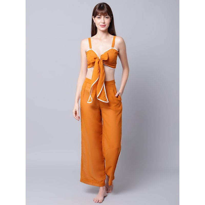 Erotissch Women Orange & White Beachwear Set (S)