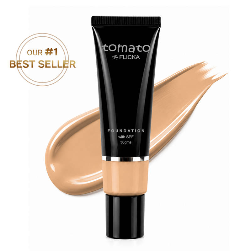 Flicka Tomato Liquid Foundation With Spf Long Lasting Lightweight All Skin Types - Beige