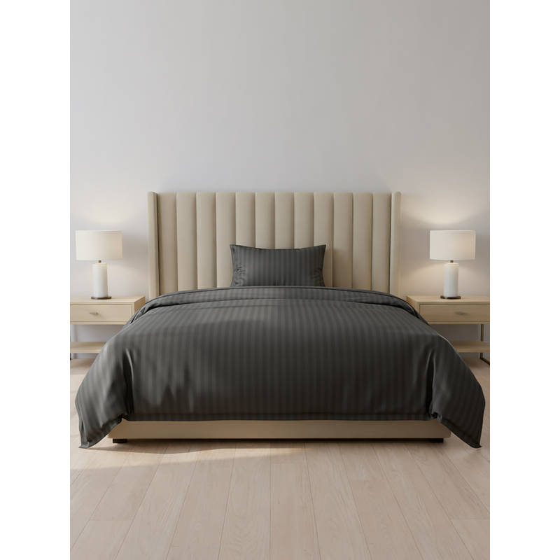 LANE LINEN Charcoal Galaxy Cotton Bedsheet with 2 Pillow Covers (King)